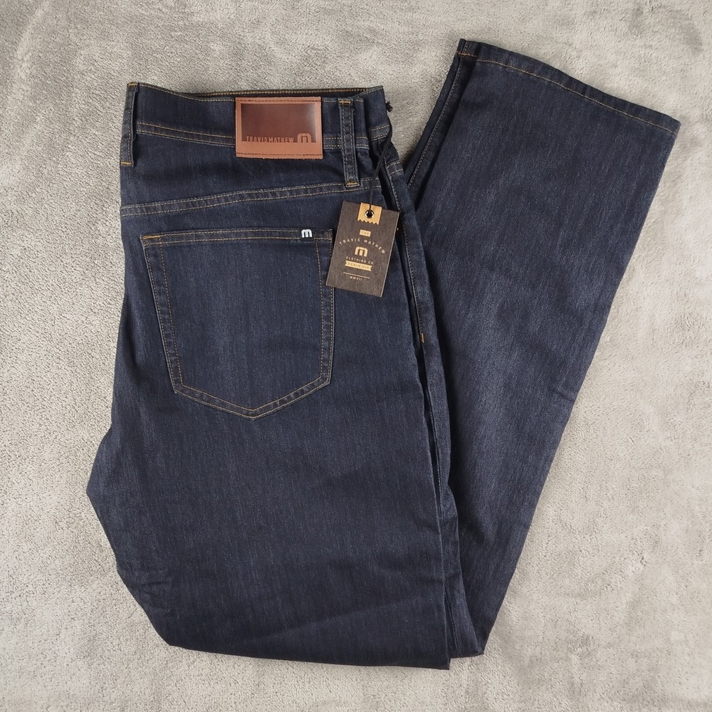 NWT  Travis Mathew Legacy Dark Indigo Jeans Mens 34x33 Featherweight Golf